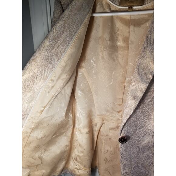 TED BAKER Champagne Pink Metallic Python Blazer Jacket 3 Career Office Holiday - Picture 5 of 11